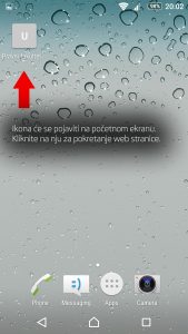 Korak 4: Pojaviti će se ikona na početnom ekranu. Klikom na tu ikonu pokrećete web stranicu.